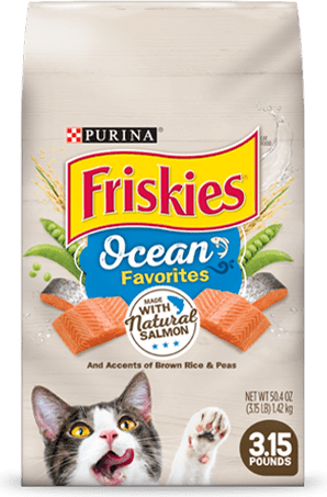 Friskies Ocean Favorites With Salmon And Accents Of Brown Rice & Peas